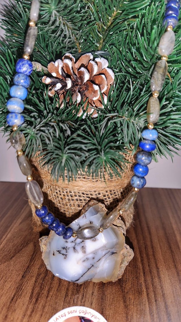 Labradorit Ay taşı kolye doğaltaş %100 orjinal - Görsel 2