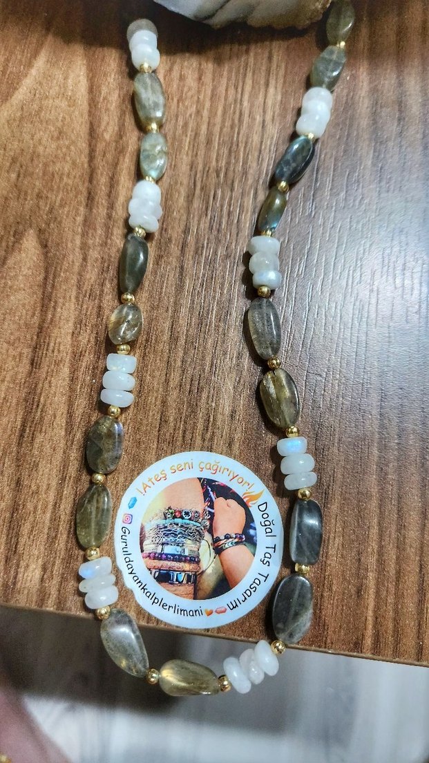 Labradorit Ay taşı kolye doğaltaş %100 orjinal - Görsel 5