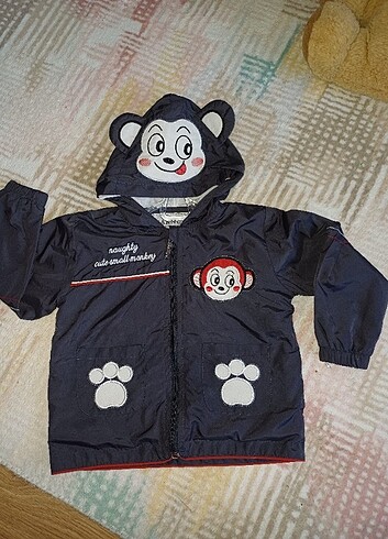 Maymun Figürlü Unisex Bebek Yağmurluk  - Görsel 2