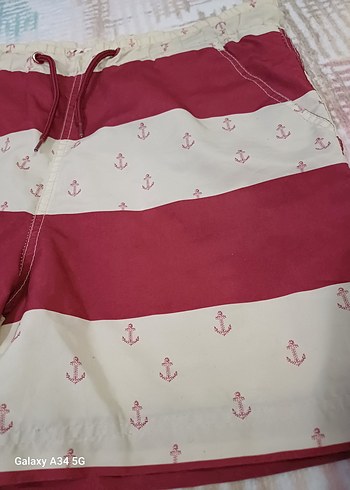 Çapa Desenli Kırmızı Erkek Deniz Şortu - Görsel 2