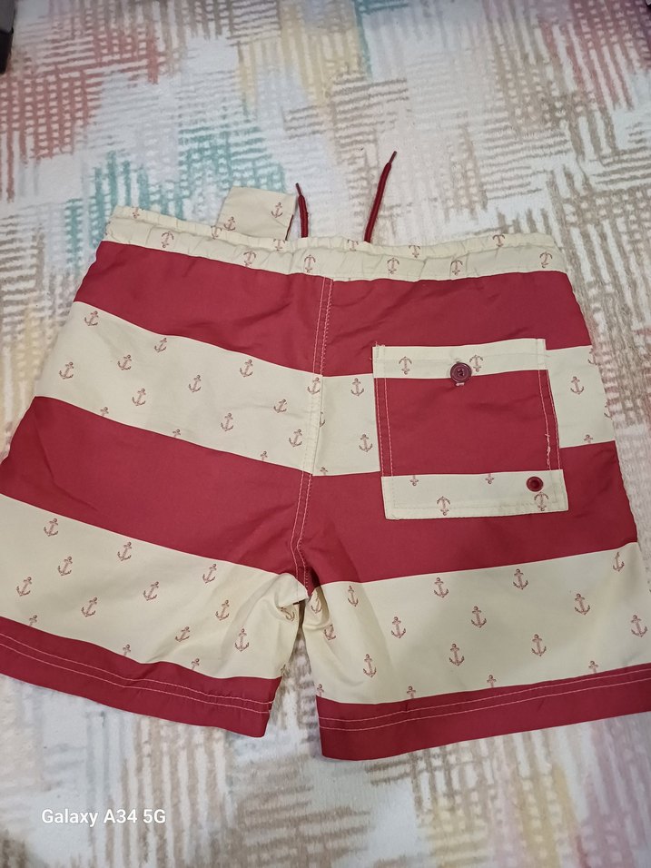 Çapa Desenli Kırmızı Erkek Deniz Şortu - Görsel 3