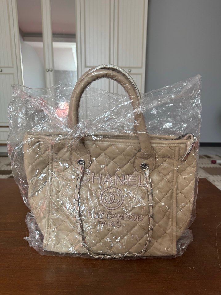 Bej Deri Chanel Kadın Çanta - Görsel 3