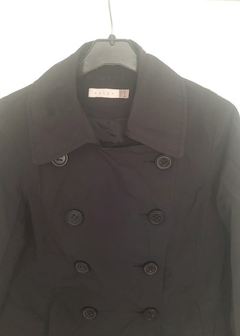 Düğmeli Siyah Midi Kadın Ceket - Görsel 2