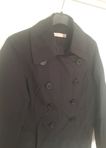 Düğmeli Siyah Midi Kadın Ceket - Görsel 3