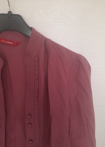 Bordo Düğmeli Kadın Gömlek - Görsel 5