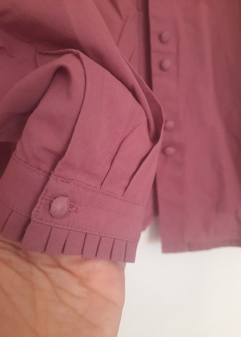 Bordo Düğmeli Kadın Gömlek - Görsel 7