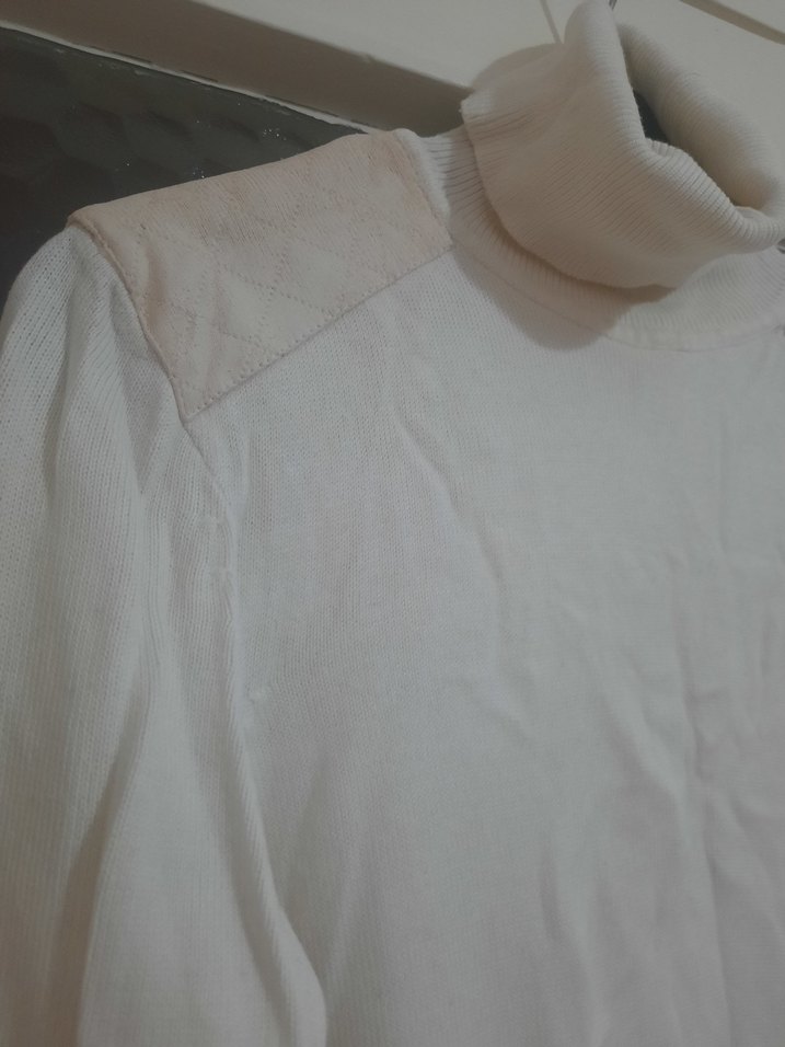 Kadın Beyaz Balıkçı Yaka Triko kazak - Görsel 2