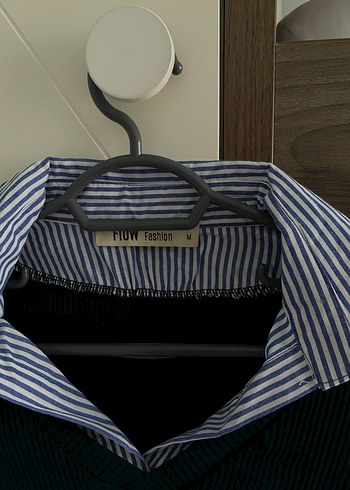 Mavi Desenli Denim Gömlek Yaka Body - Görsel 4