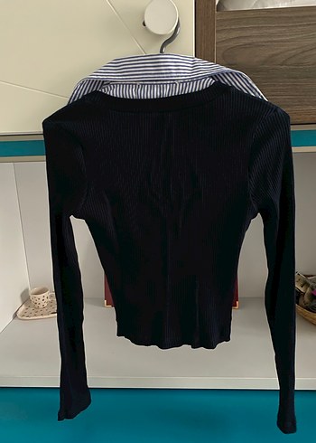 Mavi Desenli Denim Gömlek Yaka Body - Görsel 5