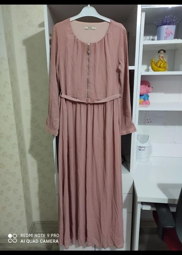 Pudra rengi elbise - Görsel 2