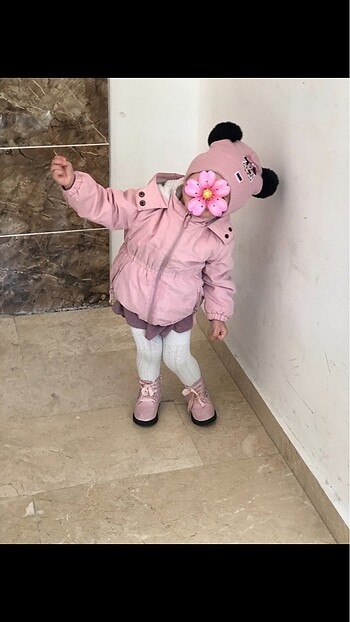 18-24 Ay Beden pembe Renk Kız Çocuk Mont