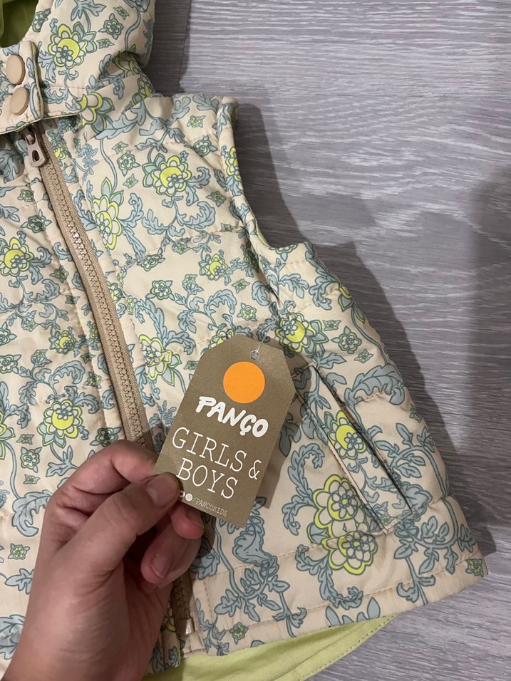 Bej Baskılı Kapüşonlu Midi Hamile Mont - Görsel 2