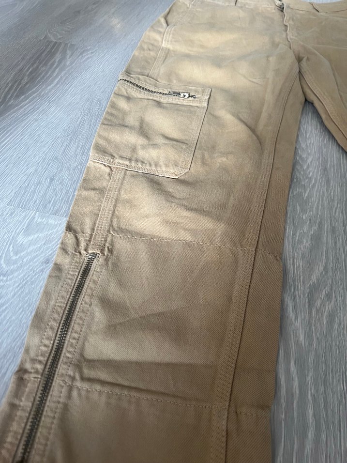 Bej Rahat Kesim Fermuarlı Erkek Kot Pantolon - Görsel 2