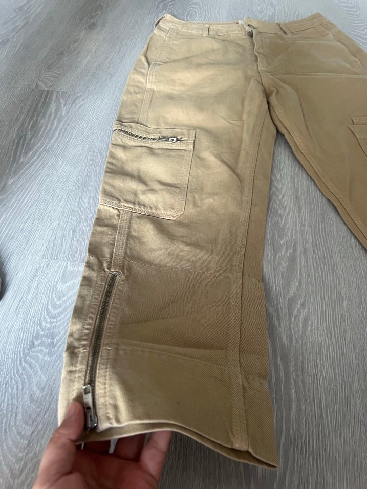 Bej Rahat Kesim Fermuarlı Erkek Kot Pantolon - Görsel 3