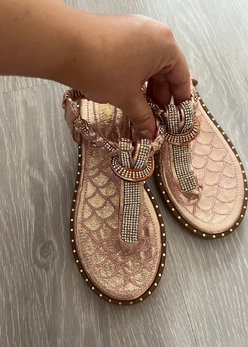 Pembe Yılan Desenli Dolgu Topuklu Kadın Sandalet - Görsel 3