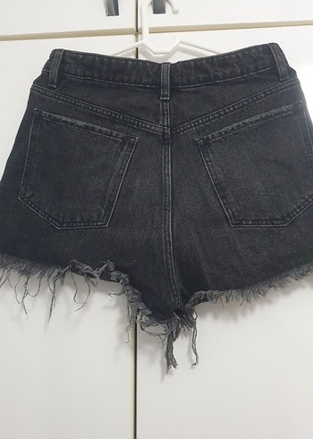 Düğmeli Siyah Mini Denim Şort - Görsel 3
