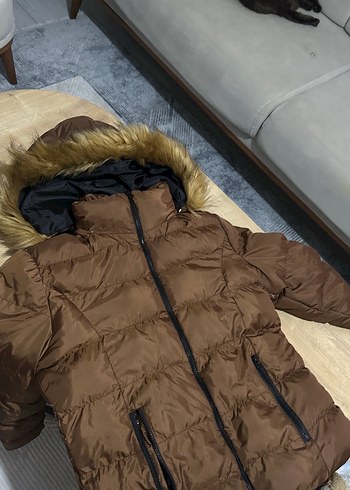 Kahverengi Kadın Suni Kürk Detaylı Kışlık Mont - Görsel 3