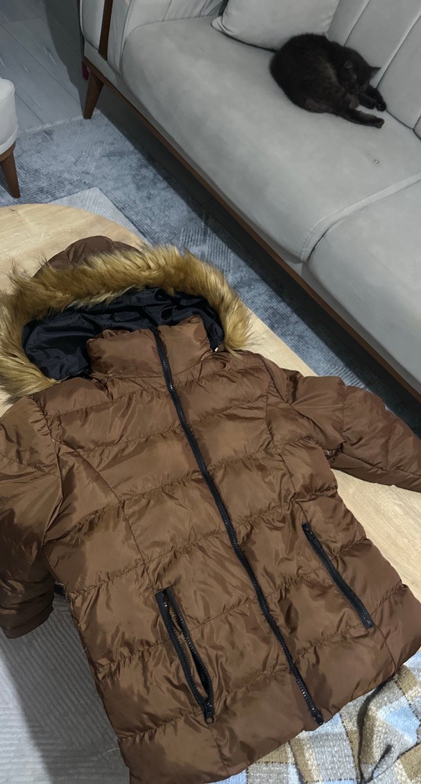 Kahverengi Kadın Suni Kürk Detaylı Kışlık Mont - Görsel 3