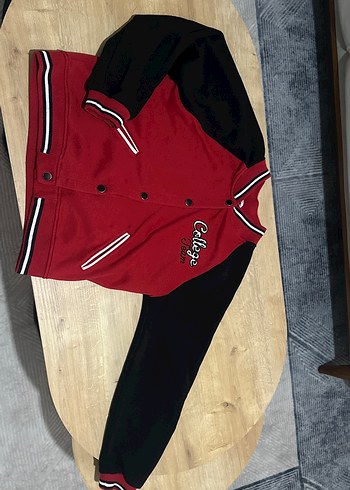 Kırmızı Siyah College Baskılı Spor Ceket - Görsel 2