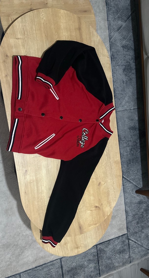 Kırmızı Siyah College Baskılı Spor Ceket - Görsel 2