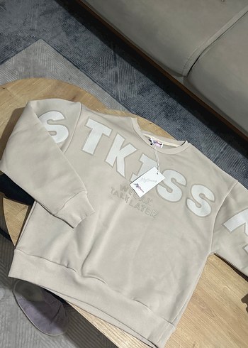 Gri Kısa Kesim Kadın Sweatshirt - Görsel 3