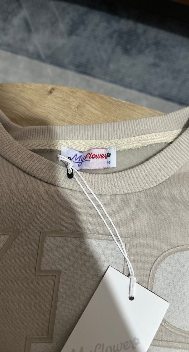 Gri Kısa Kesim Kadın Sweatshirt - Görsel 4