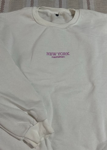 Beyaz Baskılı Kadın Sweatshirt - Görsel 2