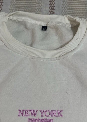 Beyaz Baskılı Kadın Sweatshirt - Görsel 3