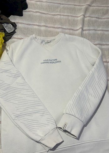 Kadın Beyaz Baskılı Uzun Kollu Sweatshirt - Görsel 4