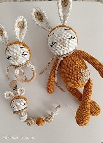 Amigurumi uykucu tavşan set 