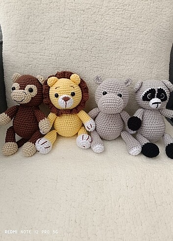  Beden Renk Amigurumi minik hayvanlar maymun aslan rakun su aygırı 