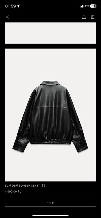 Zara Zara deri bomber ceket