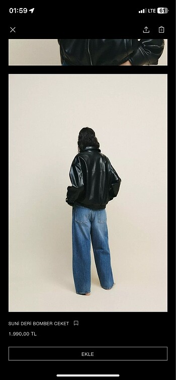xs Beden Zara deri bomber ceket