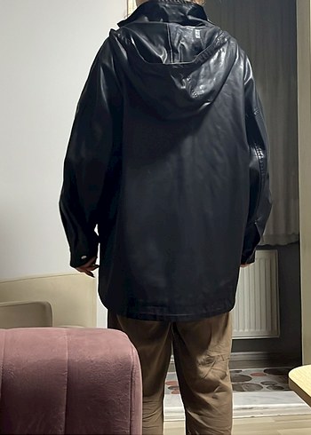 s Beden siyah Renk Kadın Siyah Deri Midi Ceket oversize #mavi @mavijeans