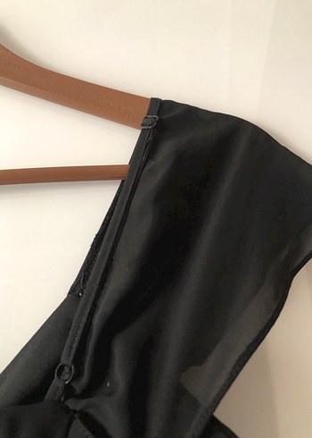 Drapeli Siyah Uzun Abiye Elbise - Görsel 5