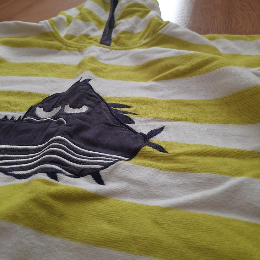 Kapüşonlu Çizgili Erkek Çocuk Bornozu - Görsel 2