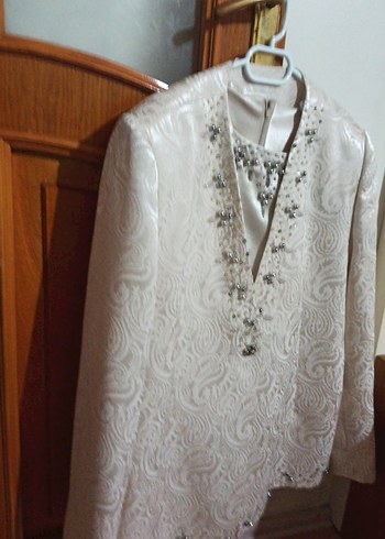 Dantel İşlemeli Beyaz Uzun Kollu 3 lu takım - Görsel 2