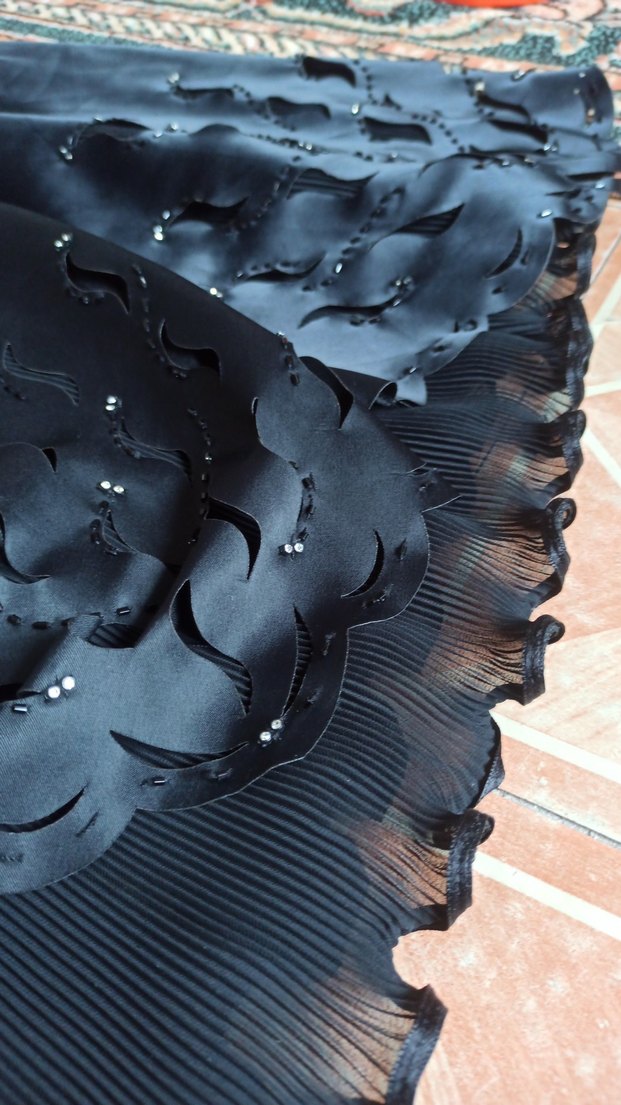 Siyah İşlemeli Uzun Kadın Etek - Görsel 5