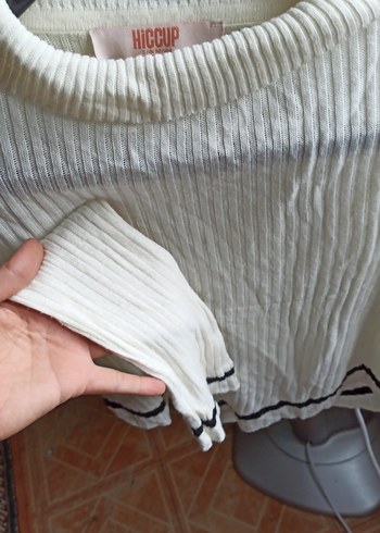 Beyaz Boğazlı Örgü Kadın Kazak - Görsel 3