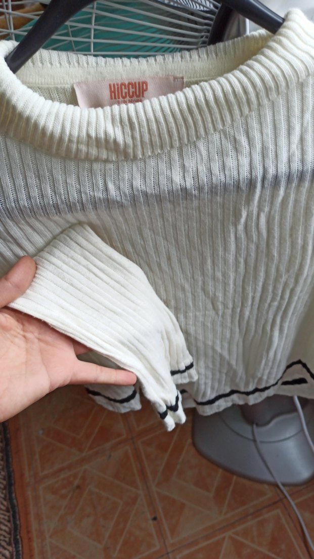 Beyaz Boğazlı Örgü Kadın Kazak - Görsel 3