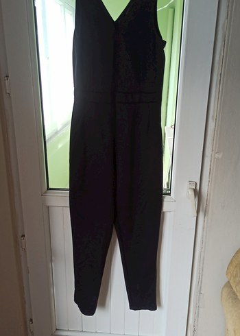 Siyah Kemerli V Yaka Kadın Tulum - Görsel 7