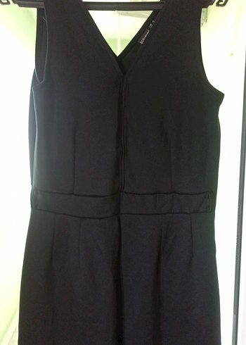 Siyah Kemerli V Yaka Kadın Tulum - Görsel 5