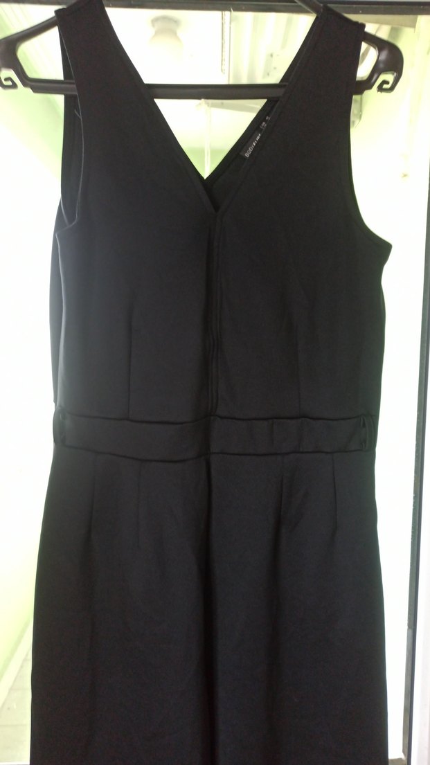 Siyah Kemerli V Yaka Kadın Tulum - Görsel 5