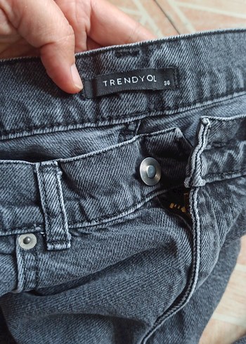 Gri Rahat Kesim Midi Kadın mom Jean - Görsel 5