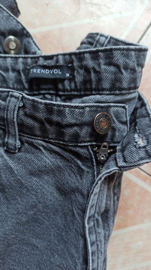 Gri Rahat Kesim Midi Kadın mom Jean - Görsel 4