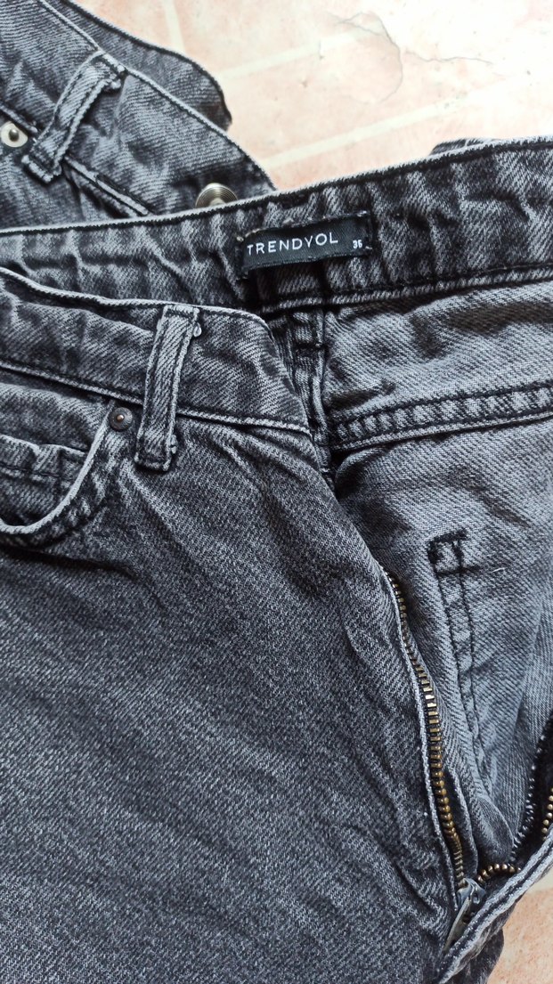 Gri Rahat Kesim Midi Kadın mom Jean - Görsel 3