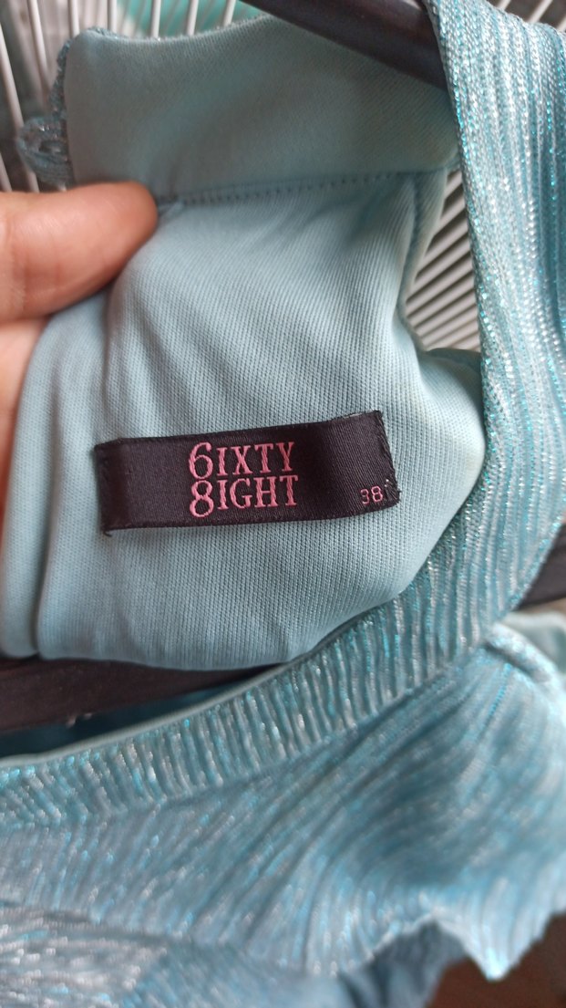 Mavi Pliseli Mini Abiye Elbise - Görsel 3