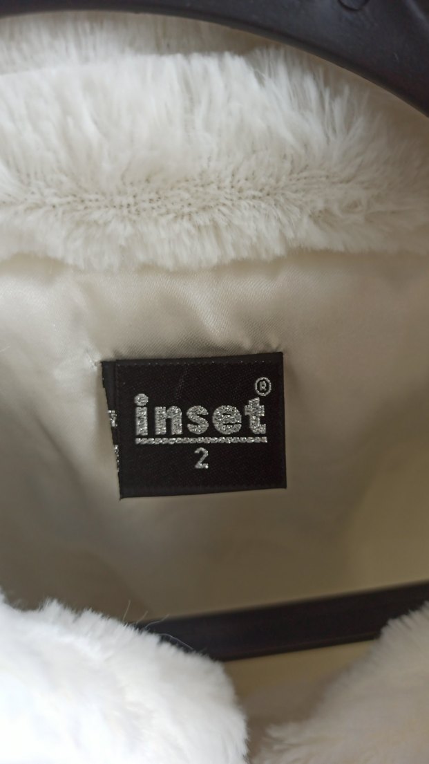 Beyaz Kadın Kürk Detaylı Midi Mont - Görsel 3