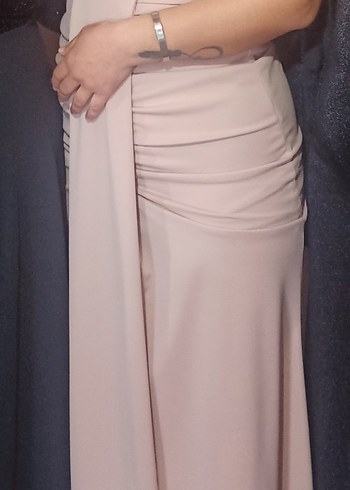 Pembe Drapeli Mini Nişan Elbisesi - Görsel 5