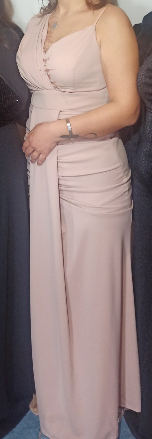 Pembe Drapeli Mini Nişan Elbisesi - Görsel 5